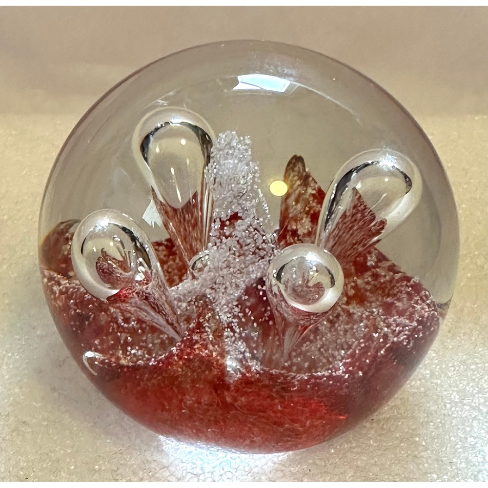Caithness Red Mini Moonflower Paperweight Scotland